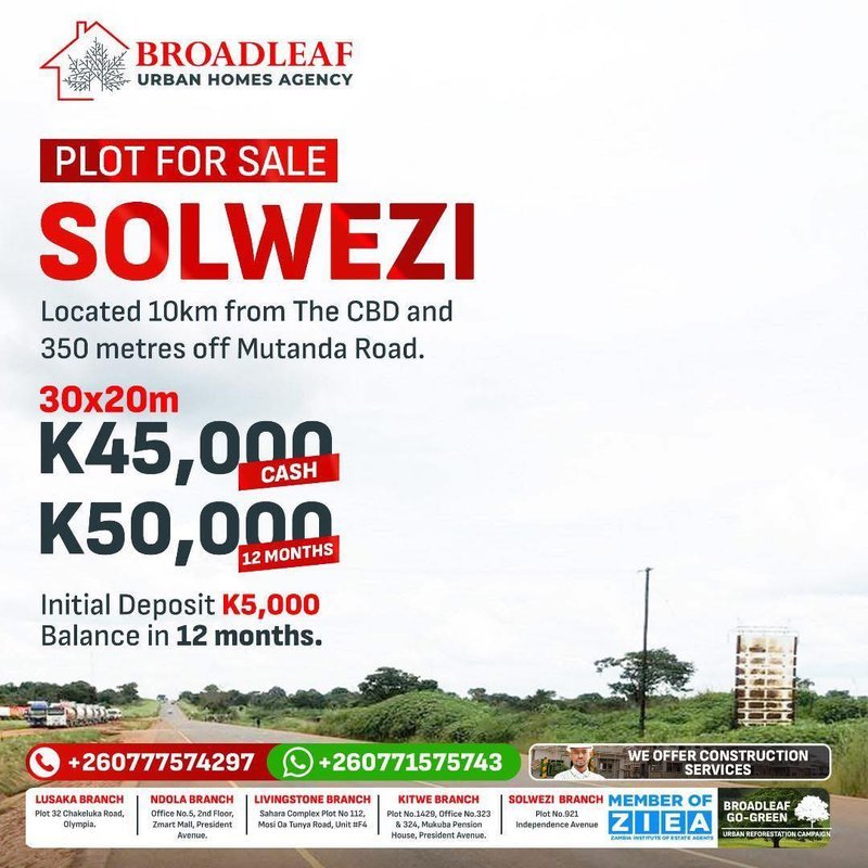Plots for sale in solwezi